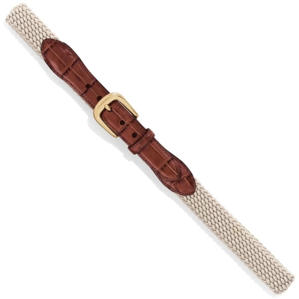Brighton Elastic Cord Croc Embossed Leather Trim Belt Size 40 - Picture 2 of 7
